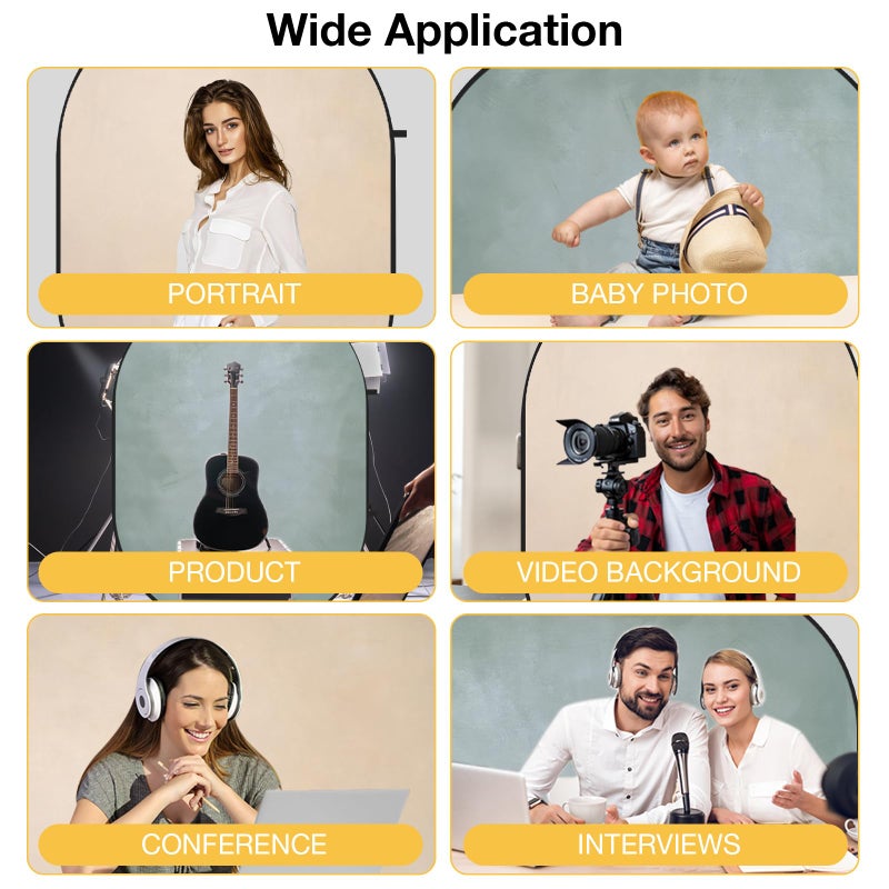 Kate Collapsible Backdrops for Photography Beige/Cyan Pop-Up Backdrop 2-in-1 Panel Background for Parties, Portrait, Video, Podcast, 5x6.5ft - Image 5